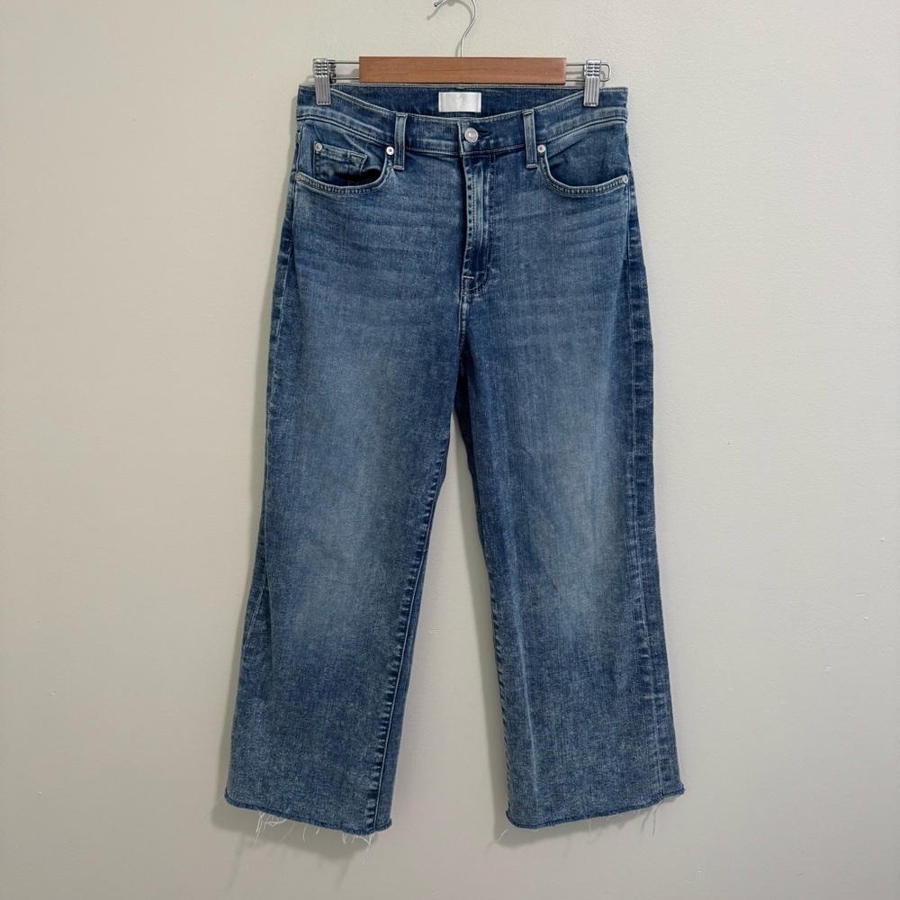 7FAMK Cropped Alexa Wide Leg Raw Hem Jeans
